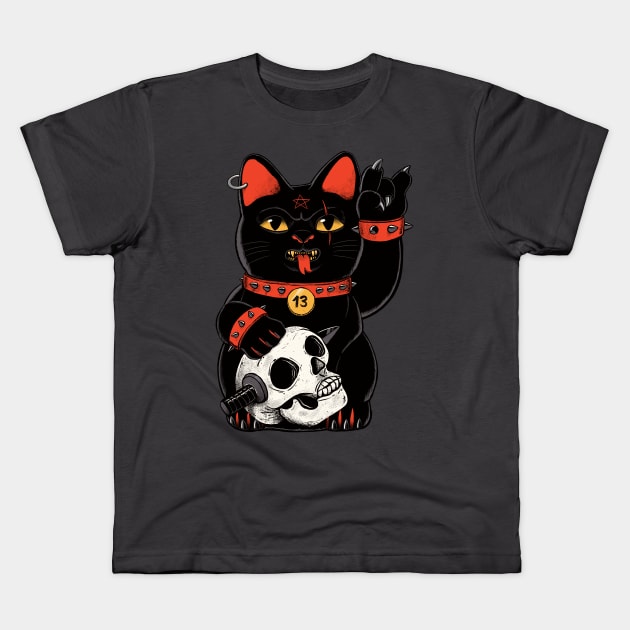 Unlucky Black Cat Kids T-Shirt by ppmid